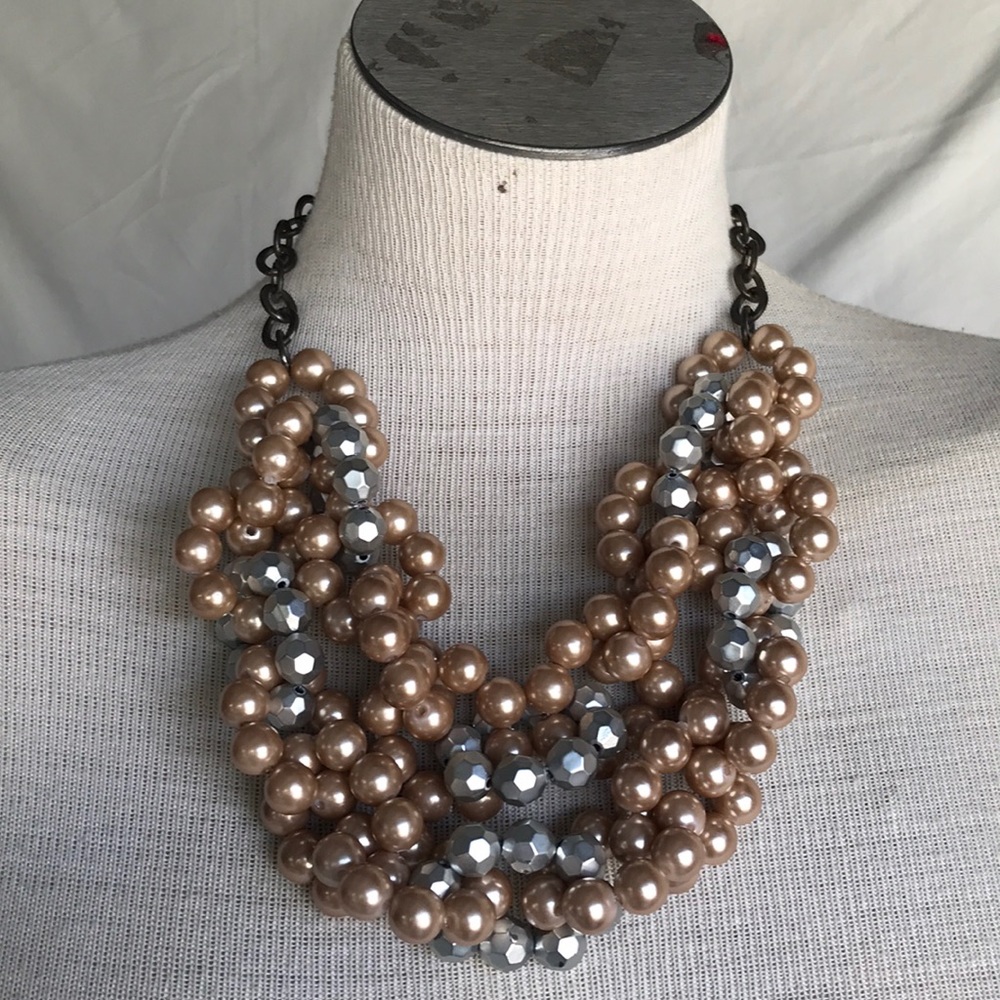 Costume Jewelry Silver/Gold Beaded Chunky Necklace